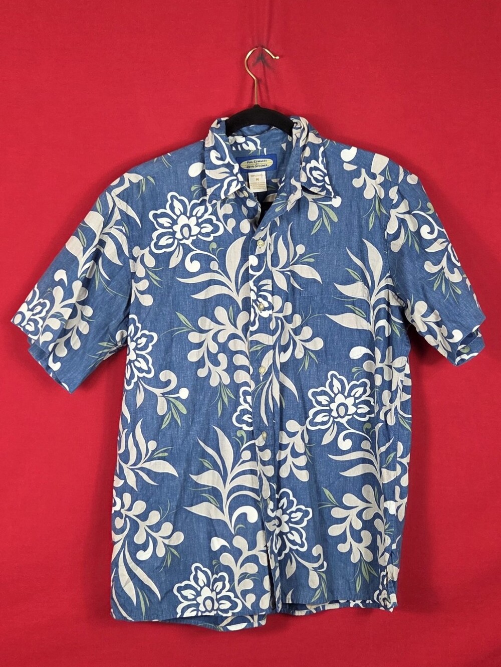 REYN SPOONER Phil Edwards Hawaiian Shirt Blue‎  Mens Size Medium